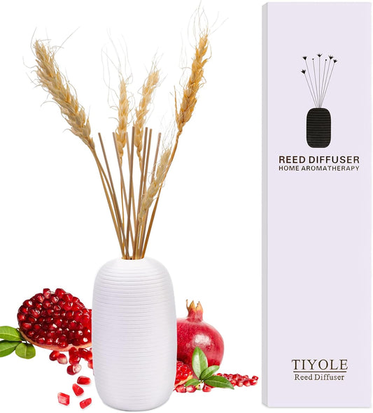 Reed Diffuser, Reed Diffuser Set, Oil Diffuser & Reed Diffuser Sticks, Red Pomegranate Scented Home Fragrance Refill Diffuser, Preserved Real Flower Sandalwood Diffuser with Incense Sticks
